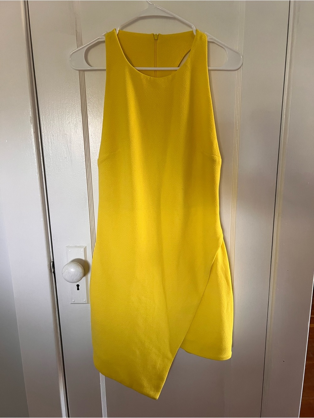 Sleeveless Yellow Asymmetric Hem Dress